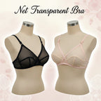 Pack of 2 Non-Padded & Non-Wired Full Net Transparent Cotton Bras – Soft & Comfortable