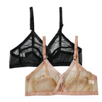 Pack of 2 Non-Padded & Non-Wired Full Net Transparent Cotton Bras – Soft & Comfortable
