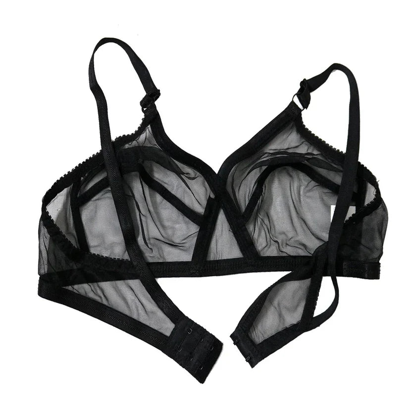 Pack of 2 Non-Padded & Non-Wired Full Net Transparent Cotton Bras – Soft & Comfortable
