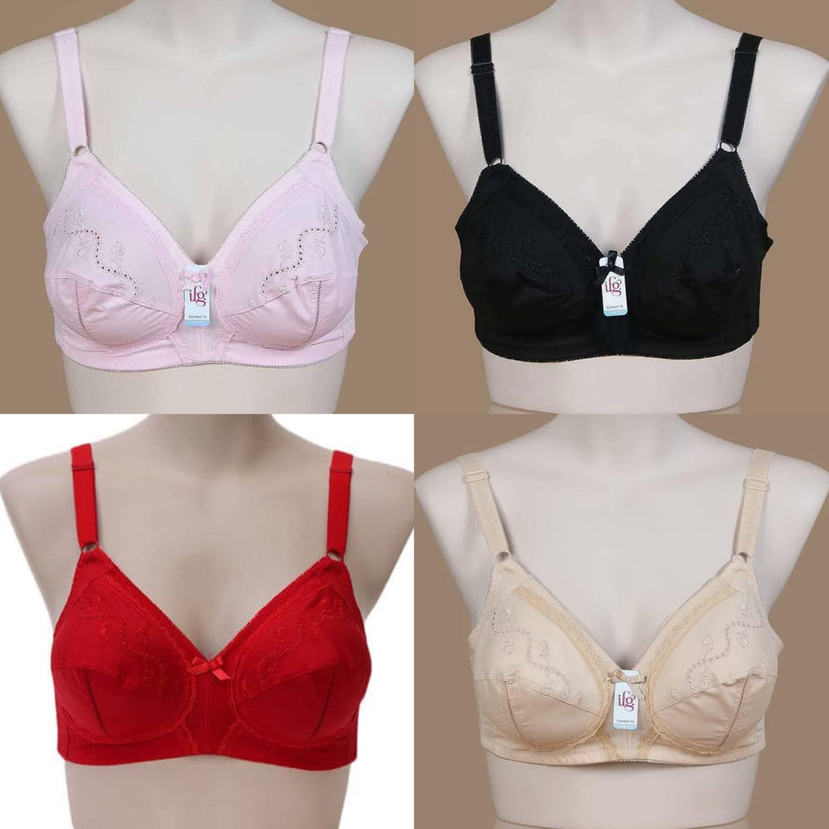 Flourish Pure  PACK OF 4 DEAL Cotton Plus Size Bra – Non-Padded, Non-Wired Full Coverage Bra