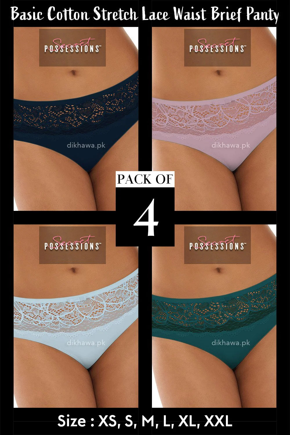 Women's Cotton Stretch Brief Panties – Pack of 4