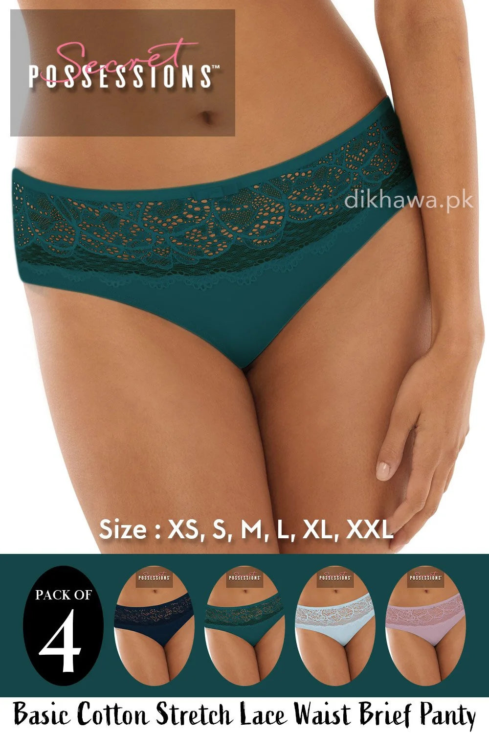 Women's Cotton Stretch Brief Panties – Pack of 4