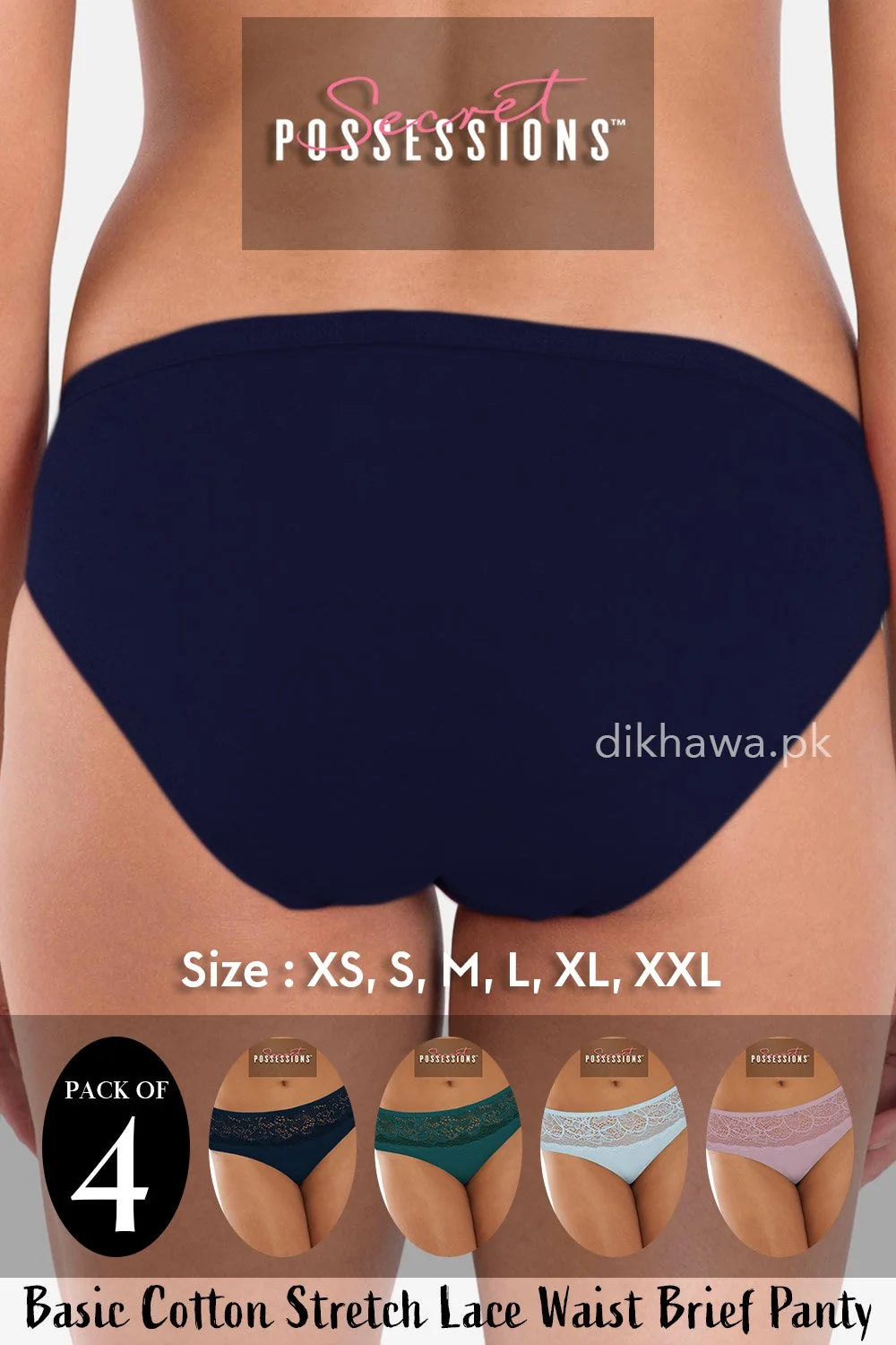 Women's Cotton Stretch Brief Panties – Pack of 4