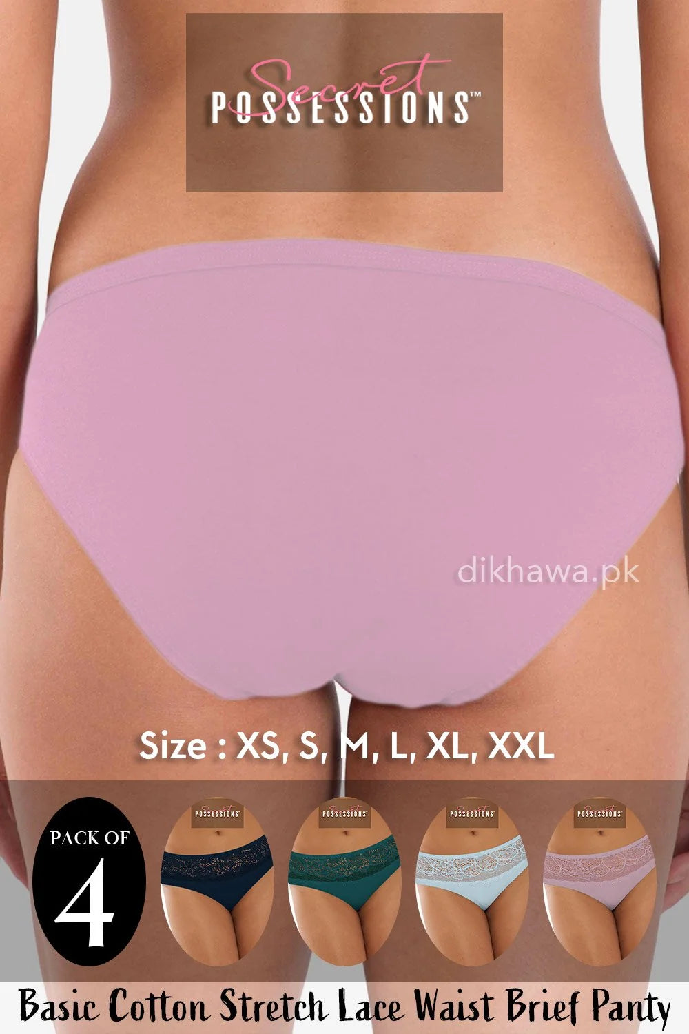 Women's Cotton Stretch Brief Panties – Pack of 4