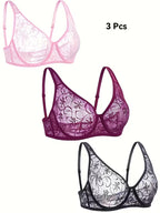 Plus Size Lace Bra for Women – Underwire Support & Elegant Embroidery