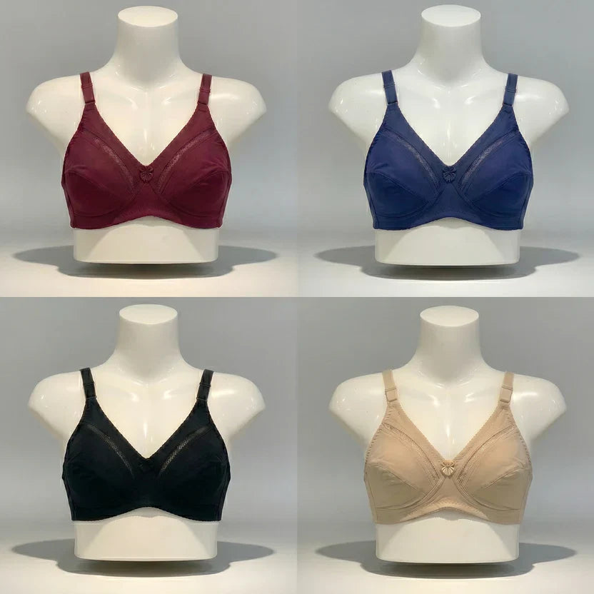 Pack of 4 Classy Cotton Non-Padded Comfortable Bras – Full Coverage