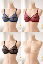 4 Pack Full Net Transparent Bras